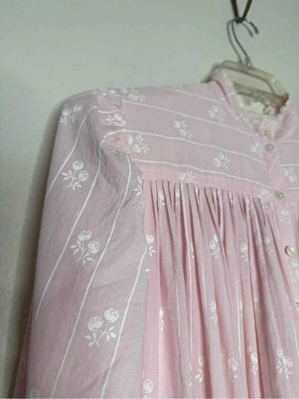 Eileen West Queen Anne’s Lace Pink Floral Cotton Nightgown CottageCore S/M - Picture 3 of 10